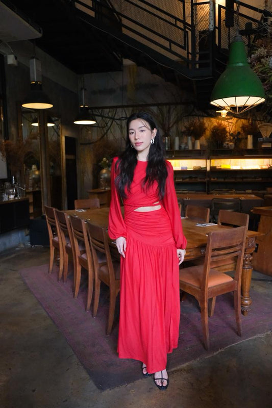 Long-Sleeve Dress With A Crinkled Texture