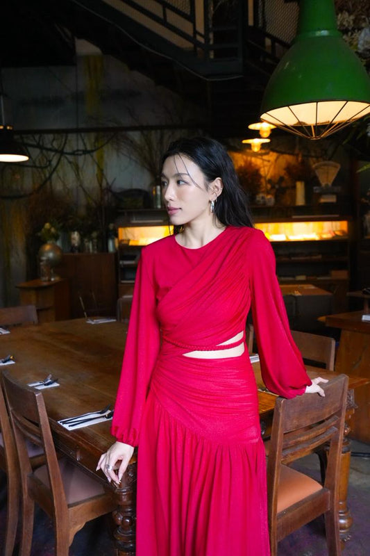 Long-Sleeve Dress With A Crinkled Texture