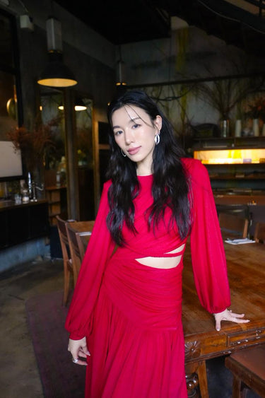 Long-Sleeve Dress With A Crinkled Texture