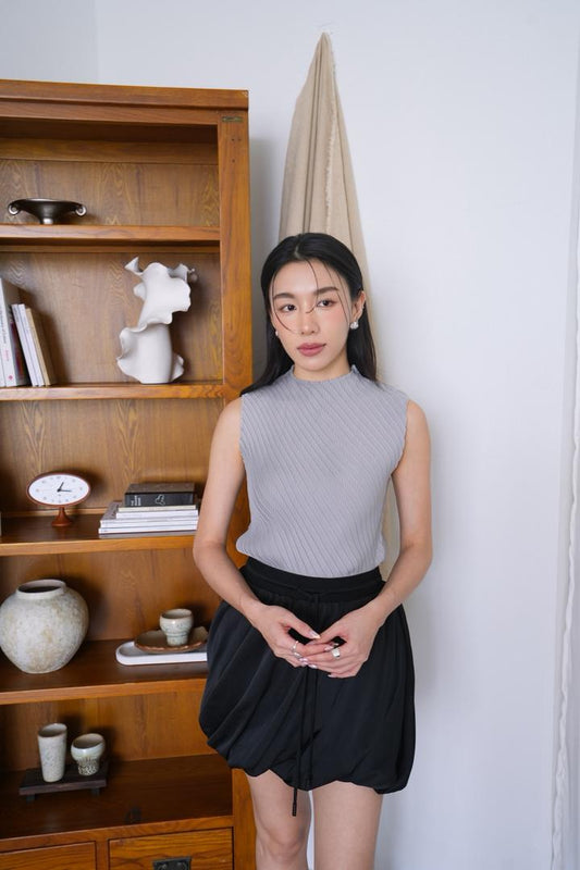 Drawstring puffy skirt