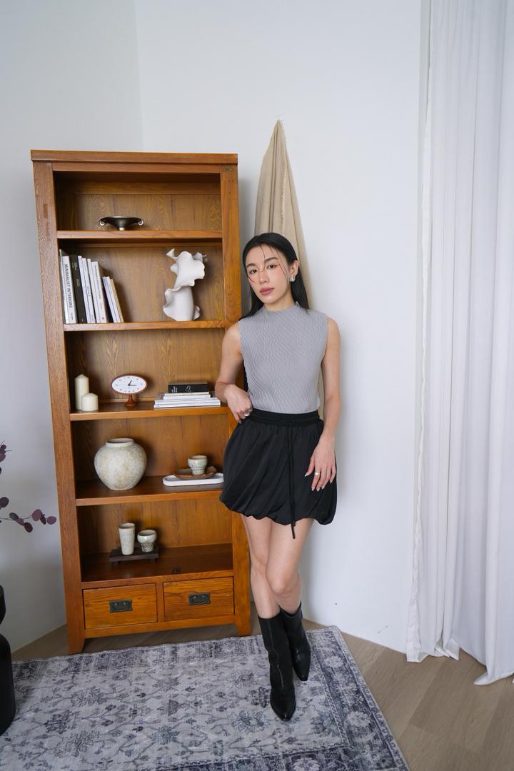 Drawstring puffy skirt