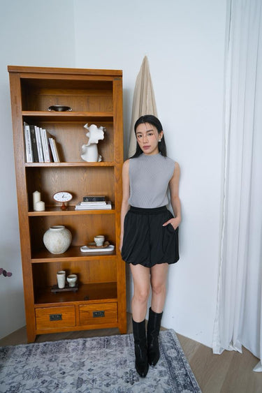 Drawstring puffy skirt