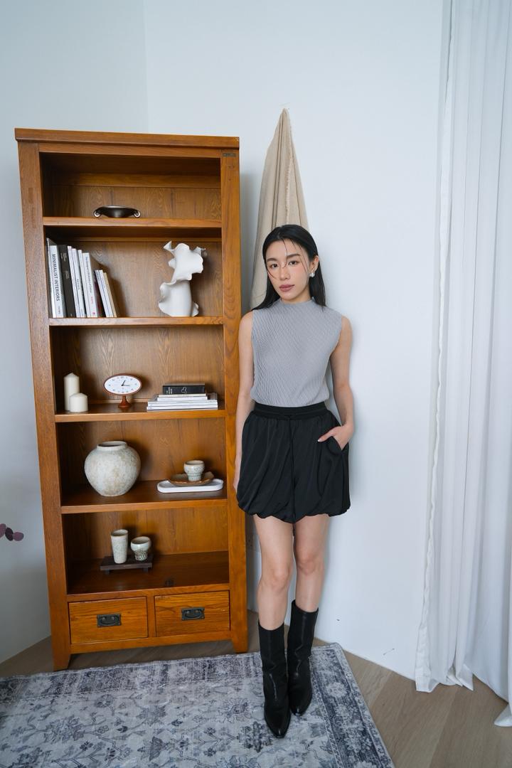 Drawstring puffy skirt