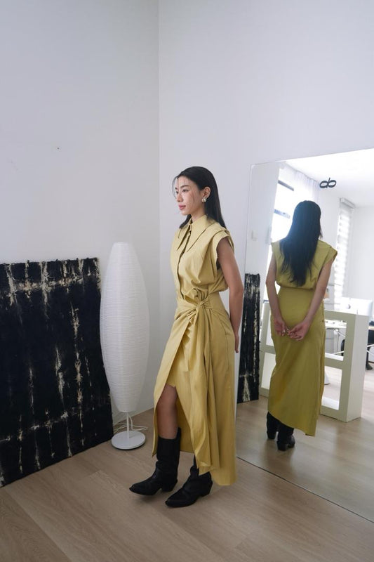 Collared Waist-tied dress