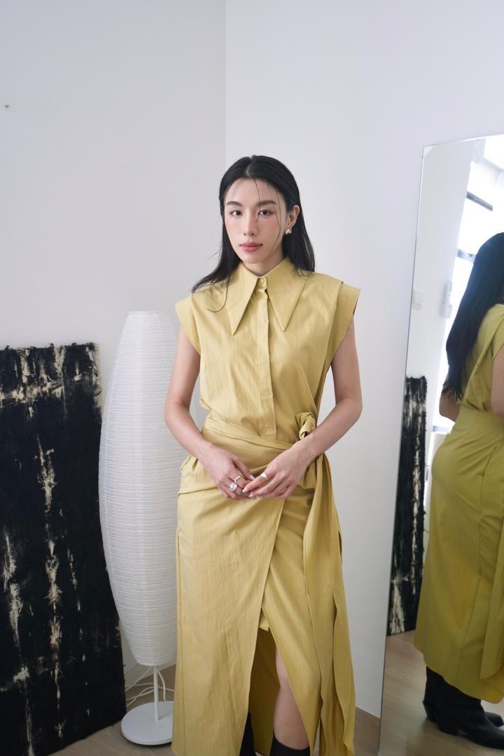 Collared Waist-tied dress