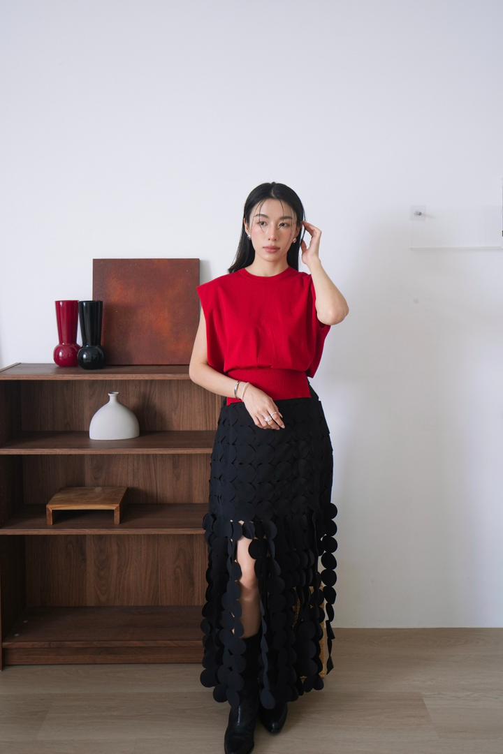 Flowy Skirt With Embossed Geometric Pattern