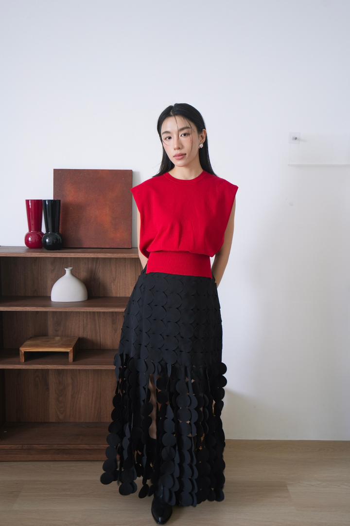 Flowy Skirt With Embossed Geometric Pattern