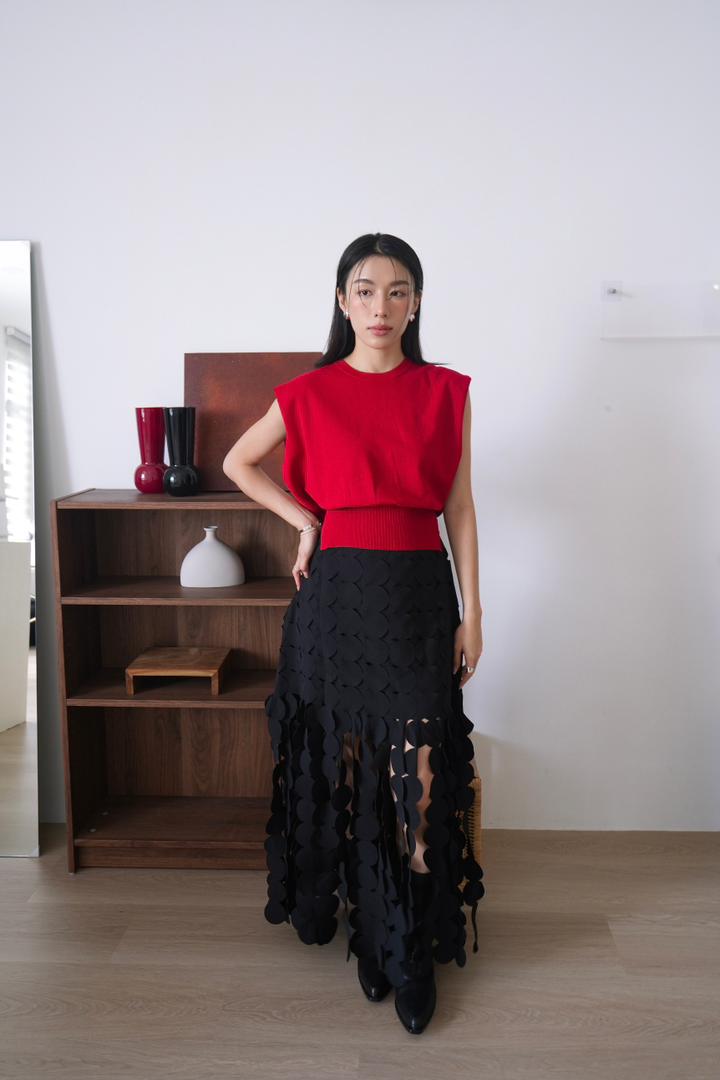 Flowy Skirt With Embossed Geometric Pattern