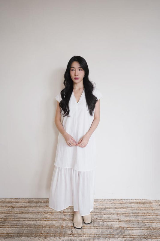 V-neck Layered Sheer Dress