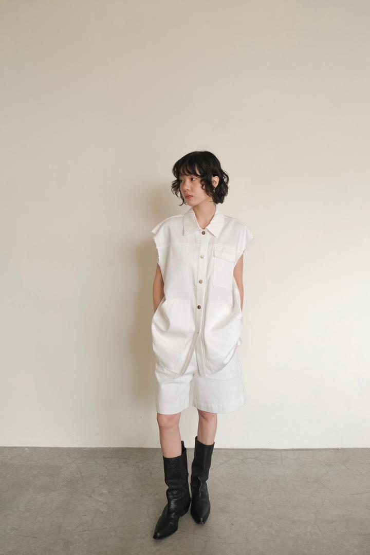 Loose Denim Vest Skirt Set