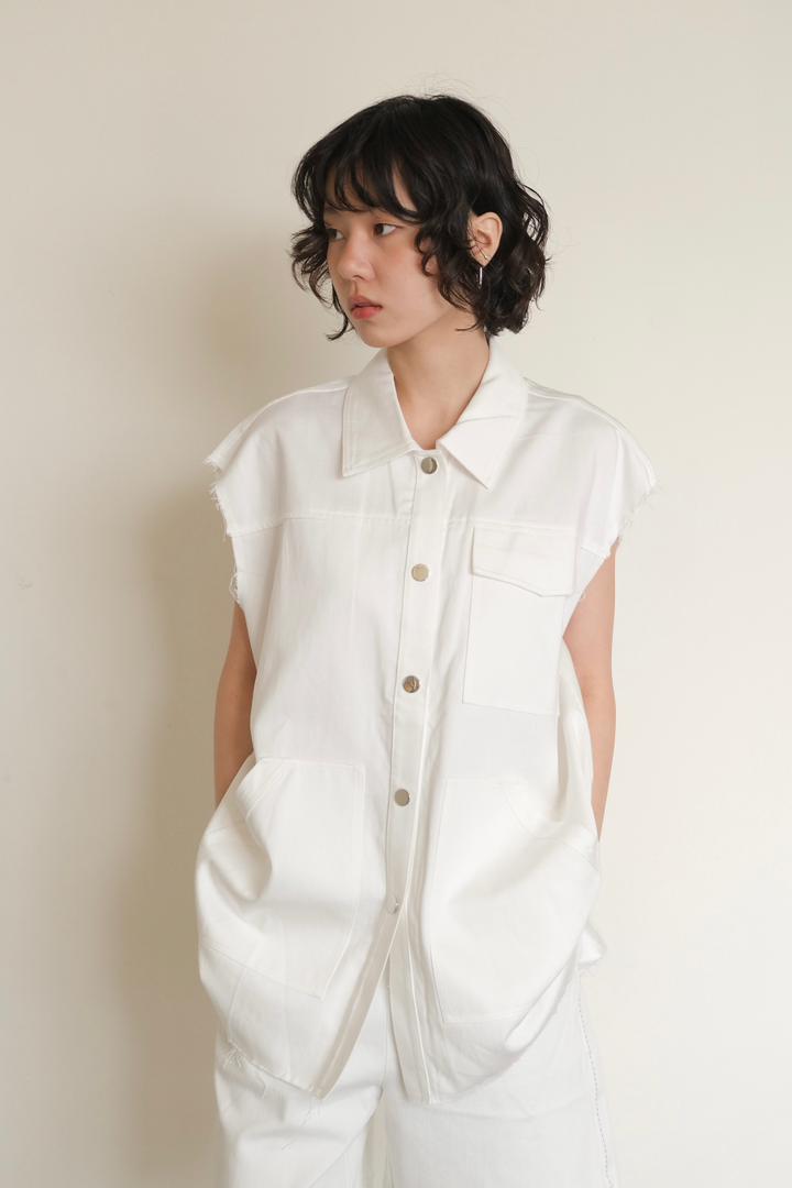 Loose Denim Vest Skirt Set