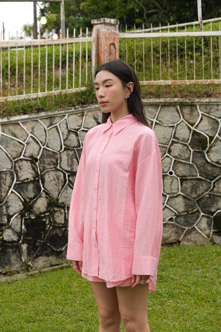 Pleated fabric Shirt Set