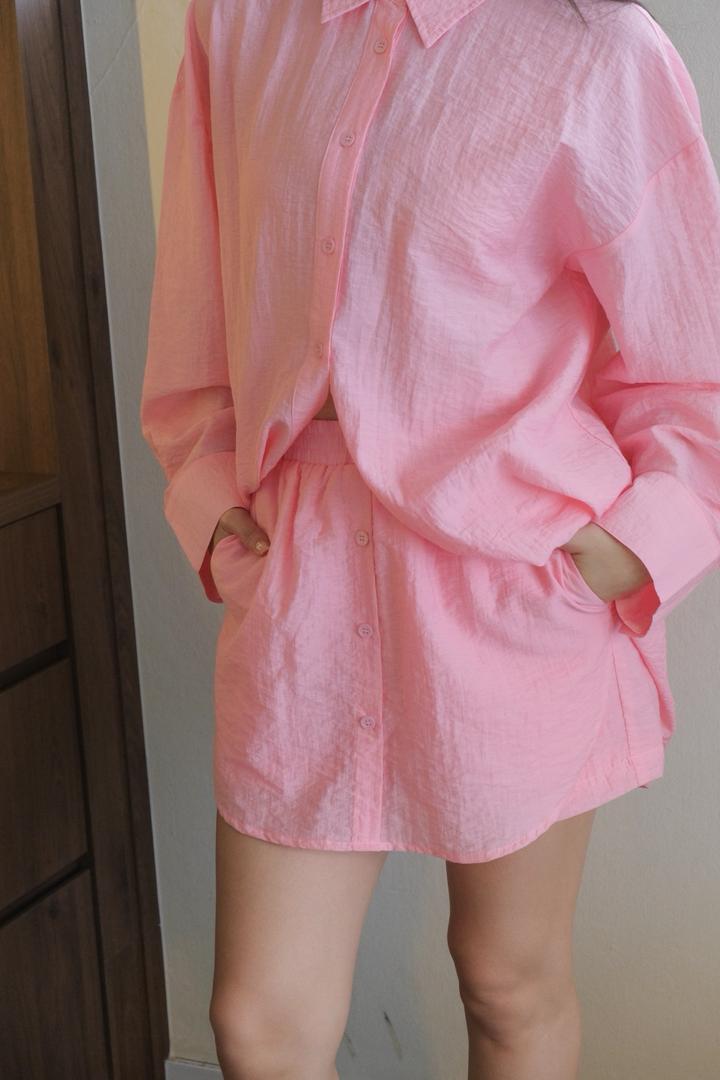 Pleated fabric Shirt Set