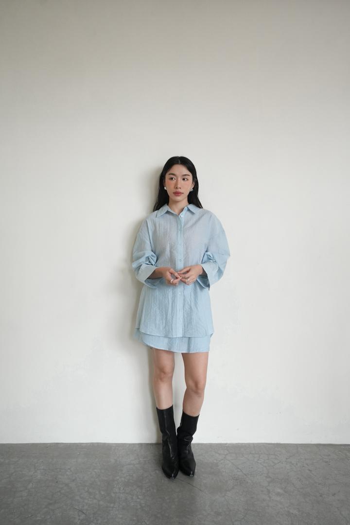 Pleated fabric Shirt Set