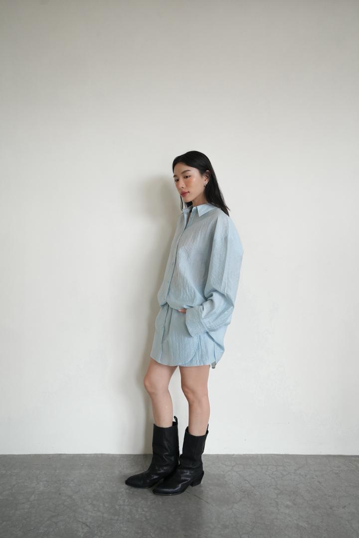 Pleated fabric Shirt Set