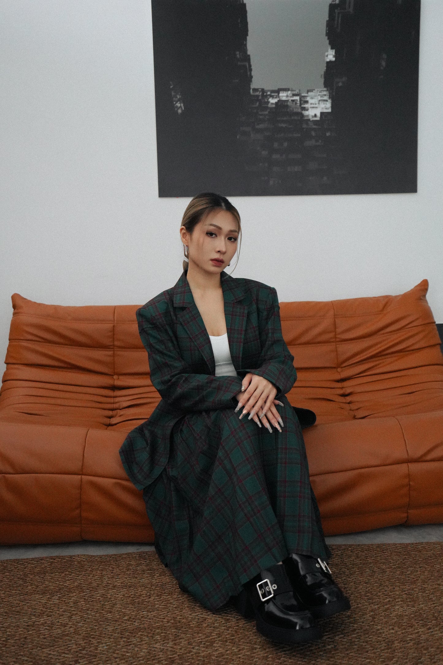 Plaid Retro Casual Blazer Set