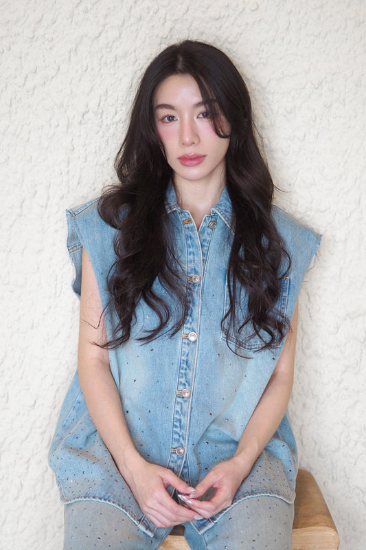 Rhinestone Denim Vest