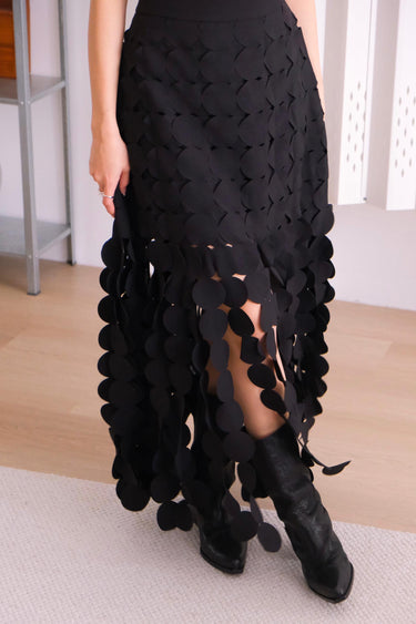 Flowy Skirt With Embossed Geometric Pattern