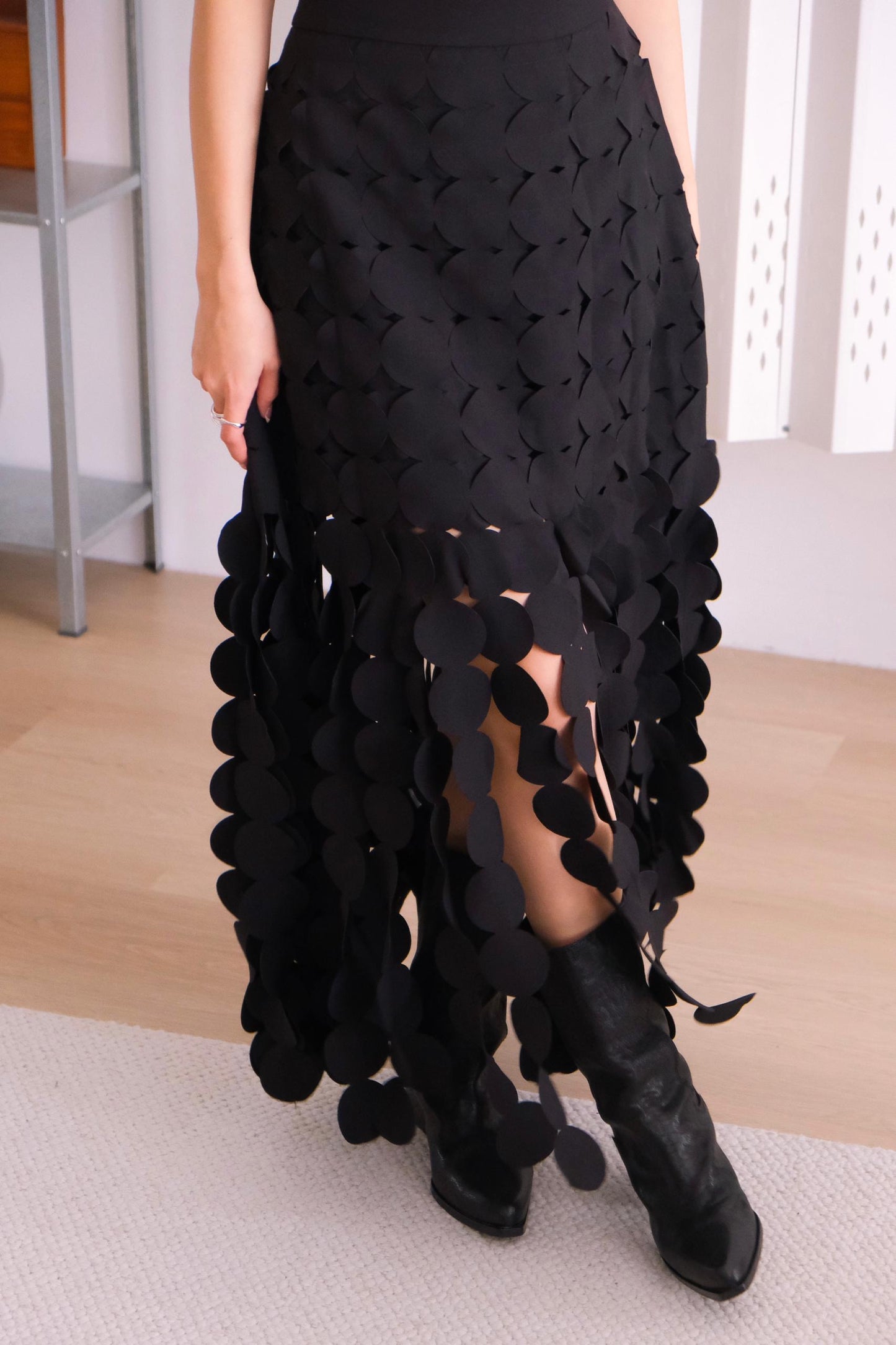 Flowy Skirt With Embossed Geometric Pattern