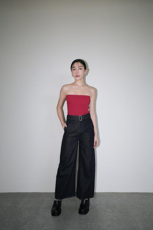 Straight pants with belt