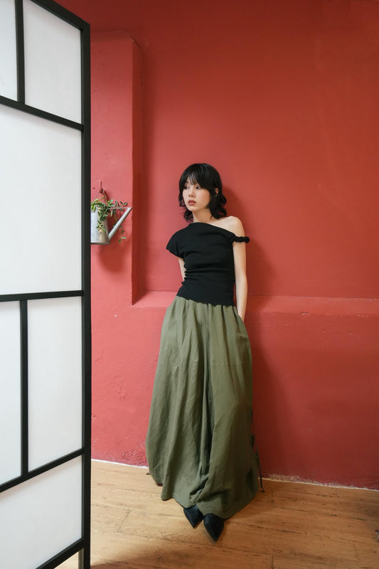 Bubble Hem Velvet Pants