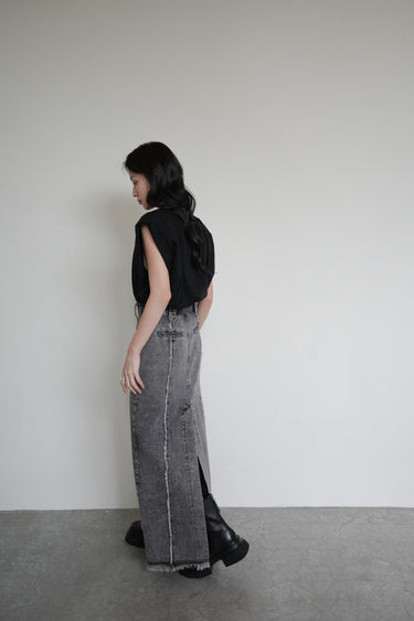 Denim Jeans Straight Skirt With Belt