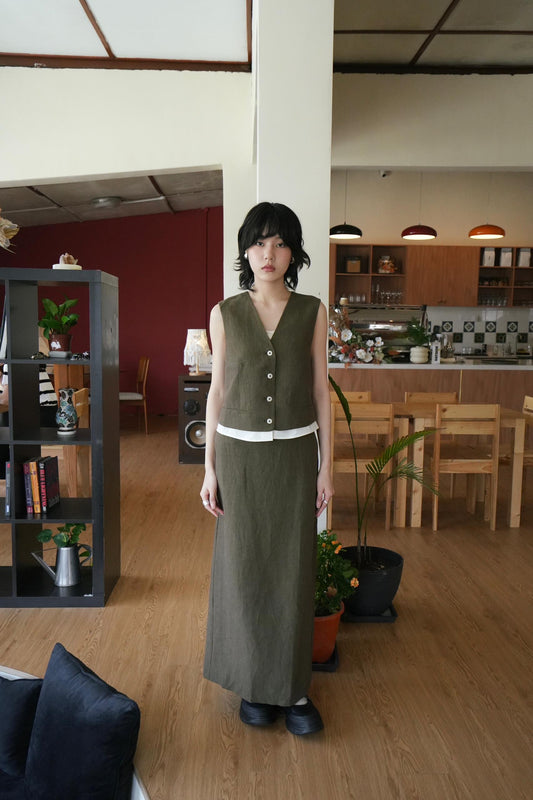 Cotton-Linen Sleeveless With Skirt