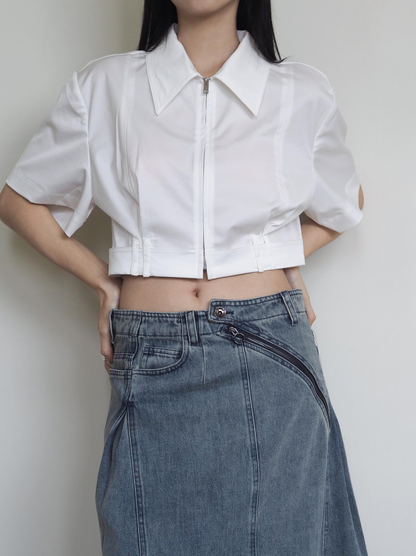 High Waisted A line Denim Skirt