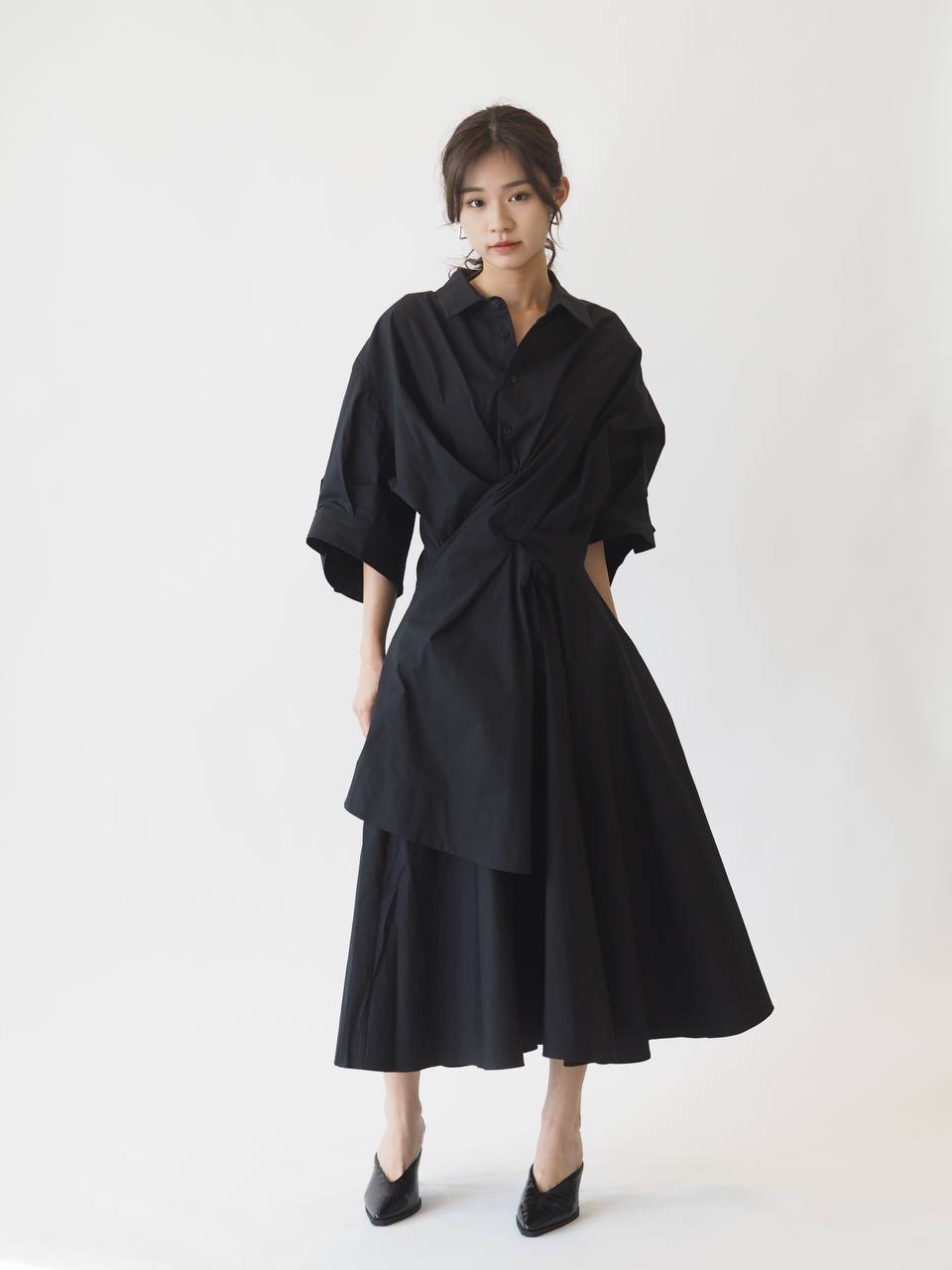 Pleated Shirt Dress