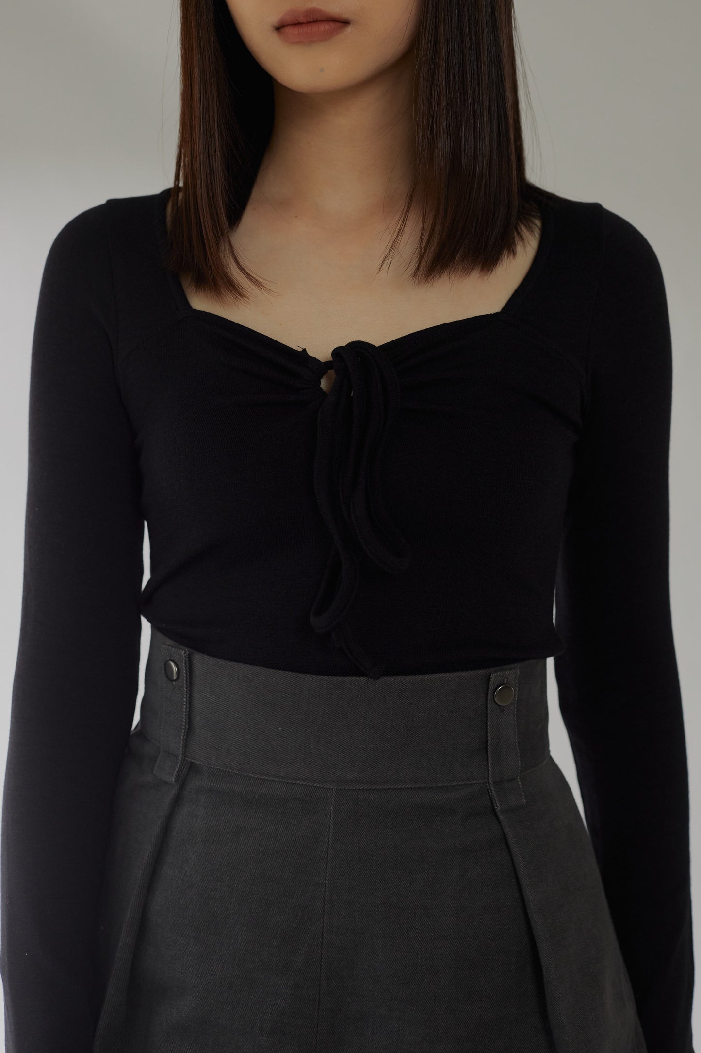 Tie Front Long Sleeve Top