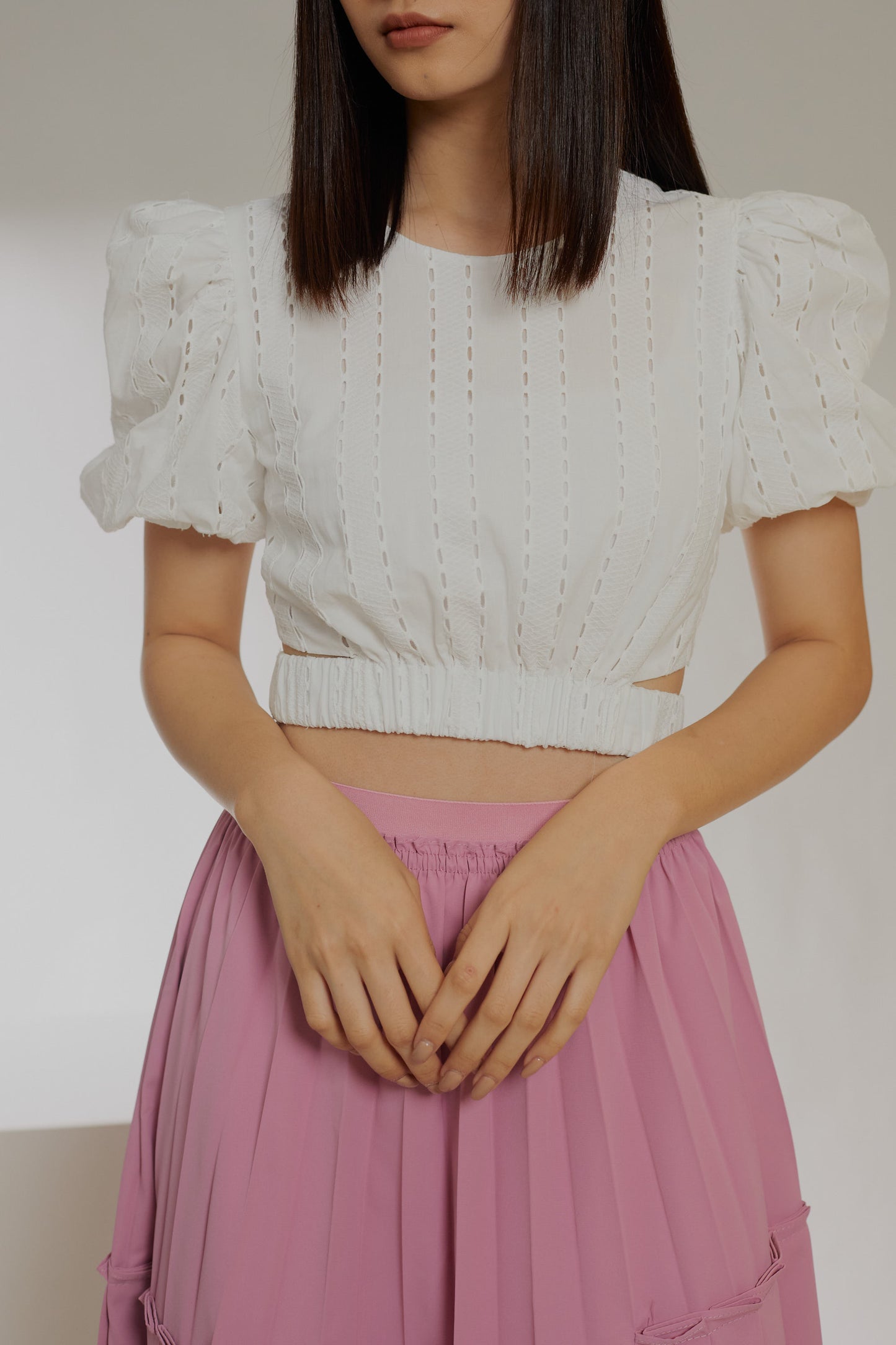 Puff Sleeve Tie Cropped Top