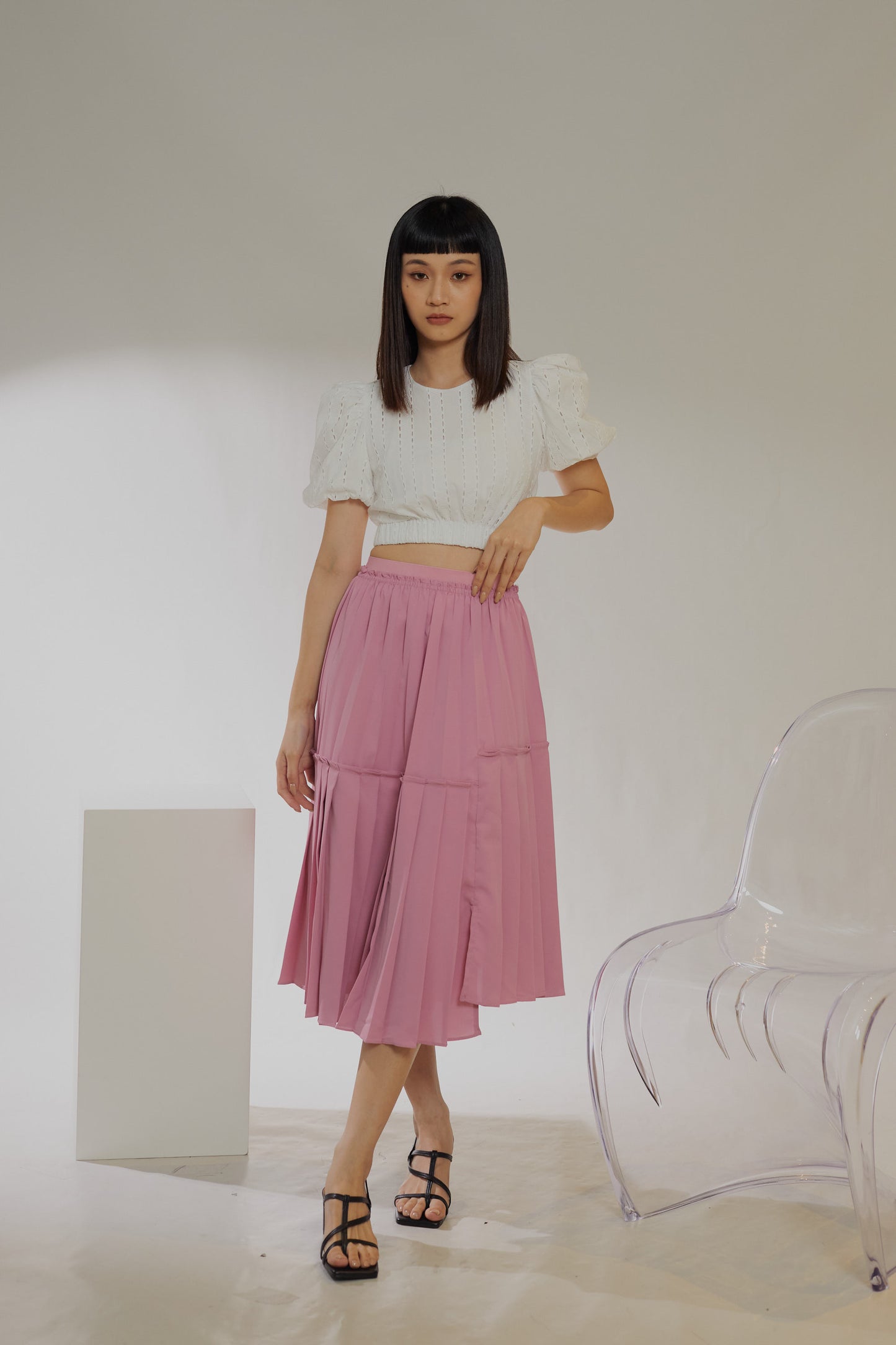 Puff Sleeve Tie Cropped Top