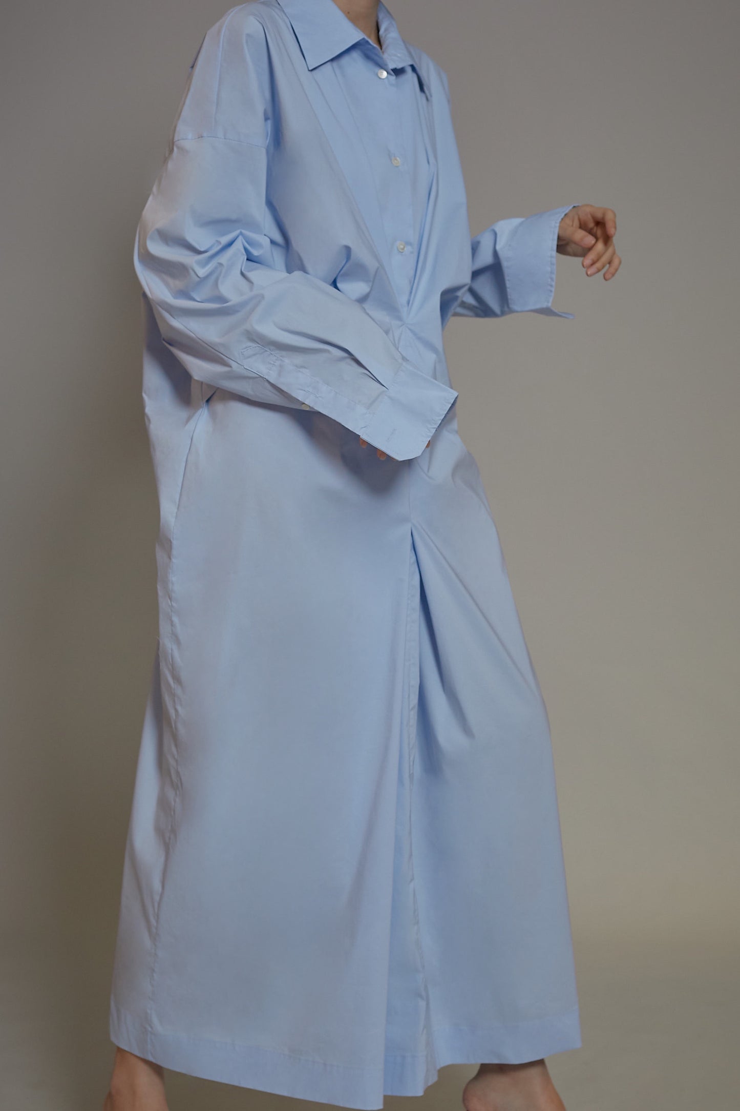 Front Gathered Oversized Shirt Dress