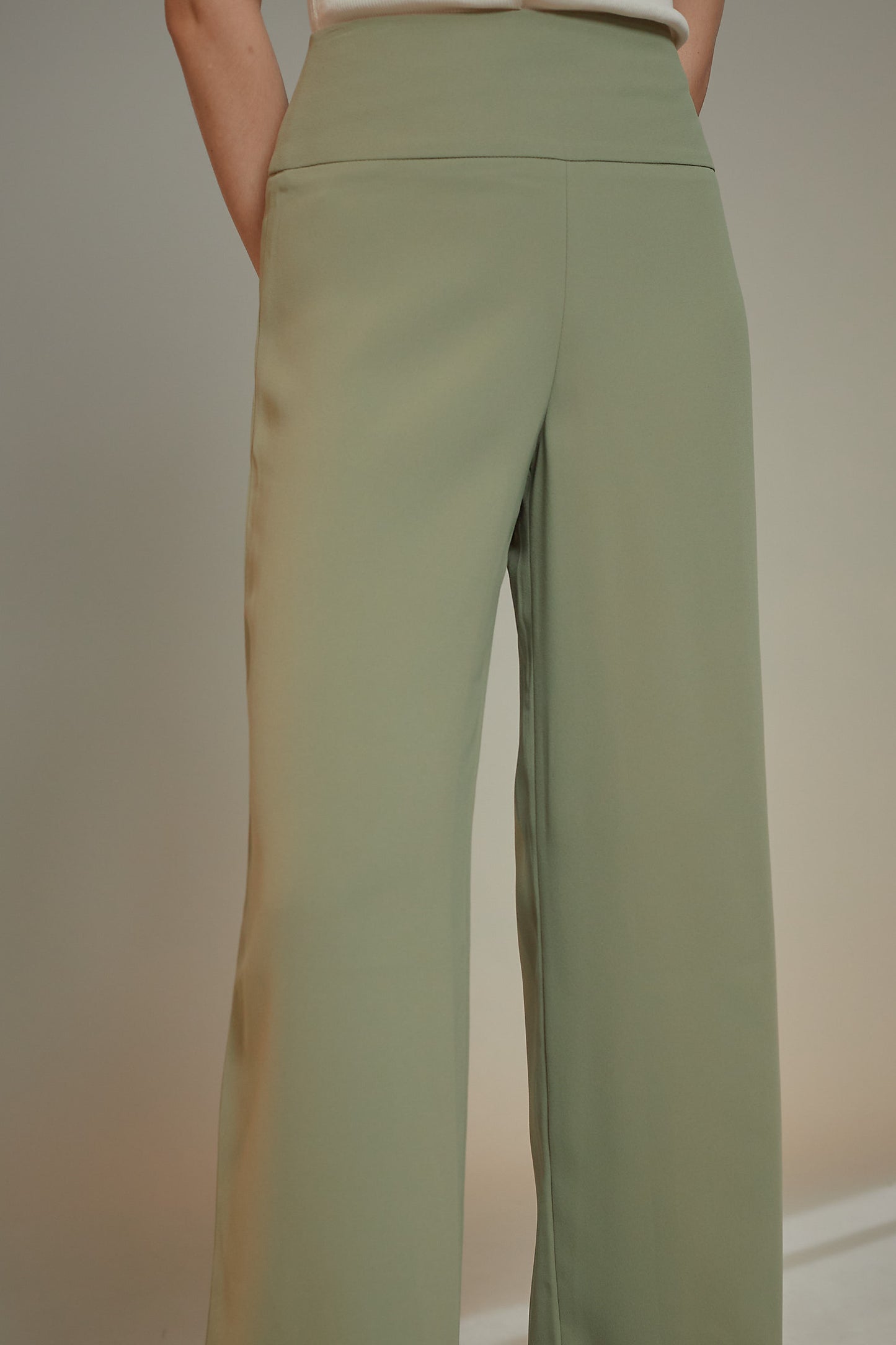 High Rise Crepe Wide Leg Trousers