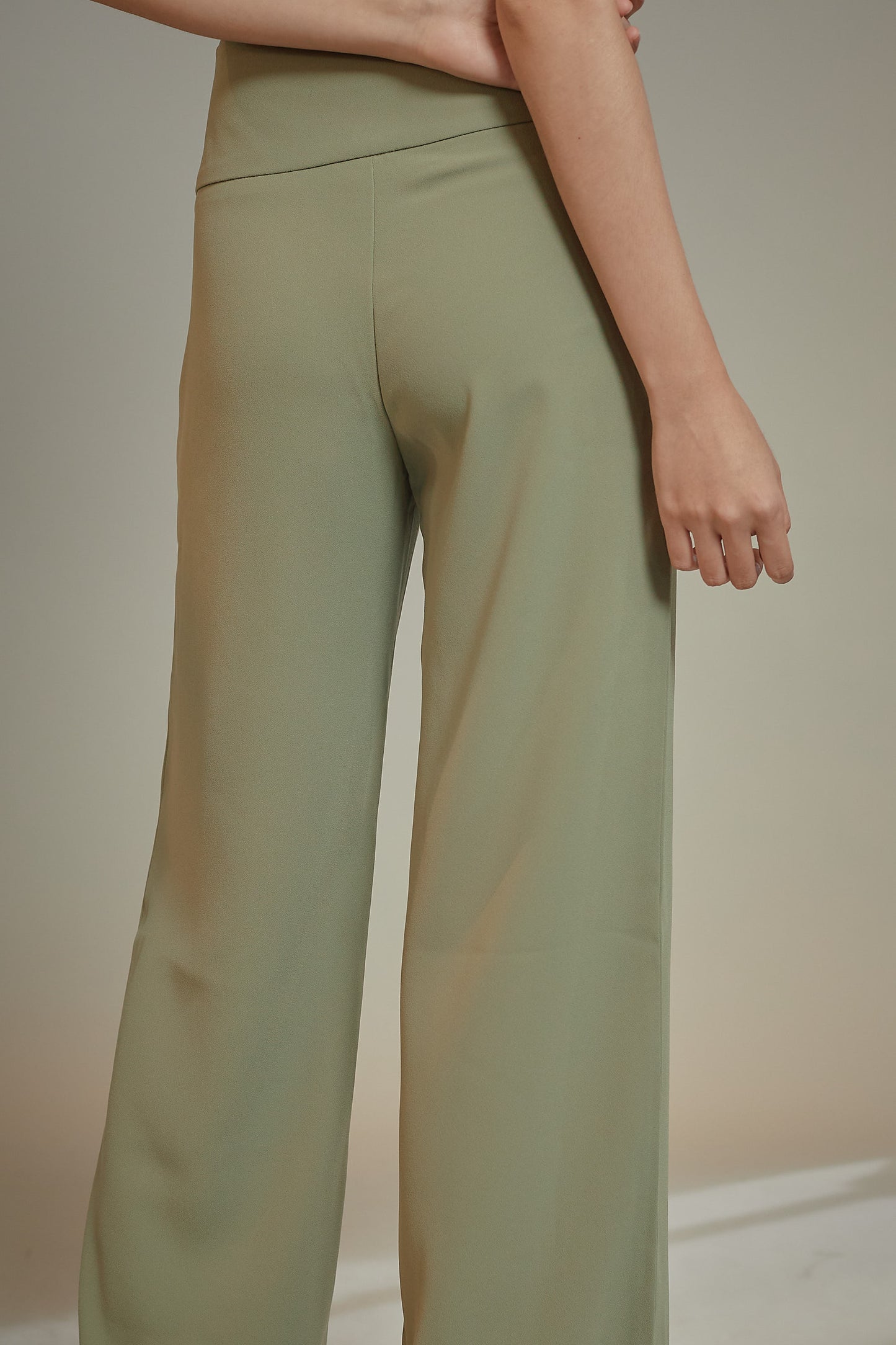 High Rise Crepe Wide Leg Trousers