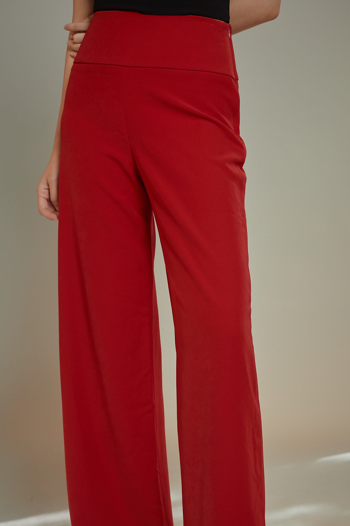 High Rise Crepe Wide Leg Trousers