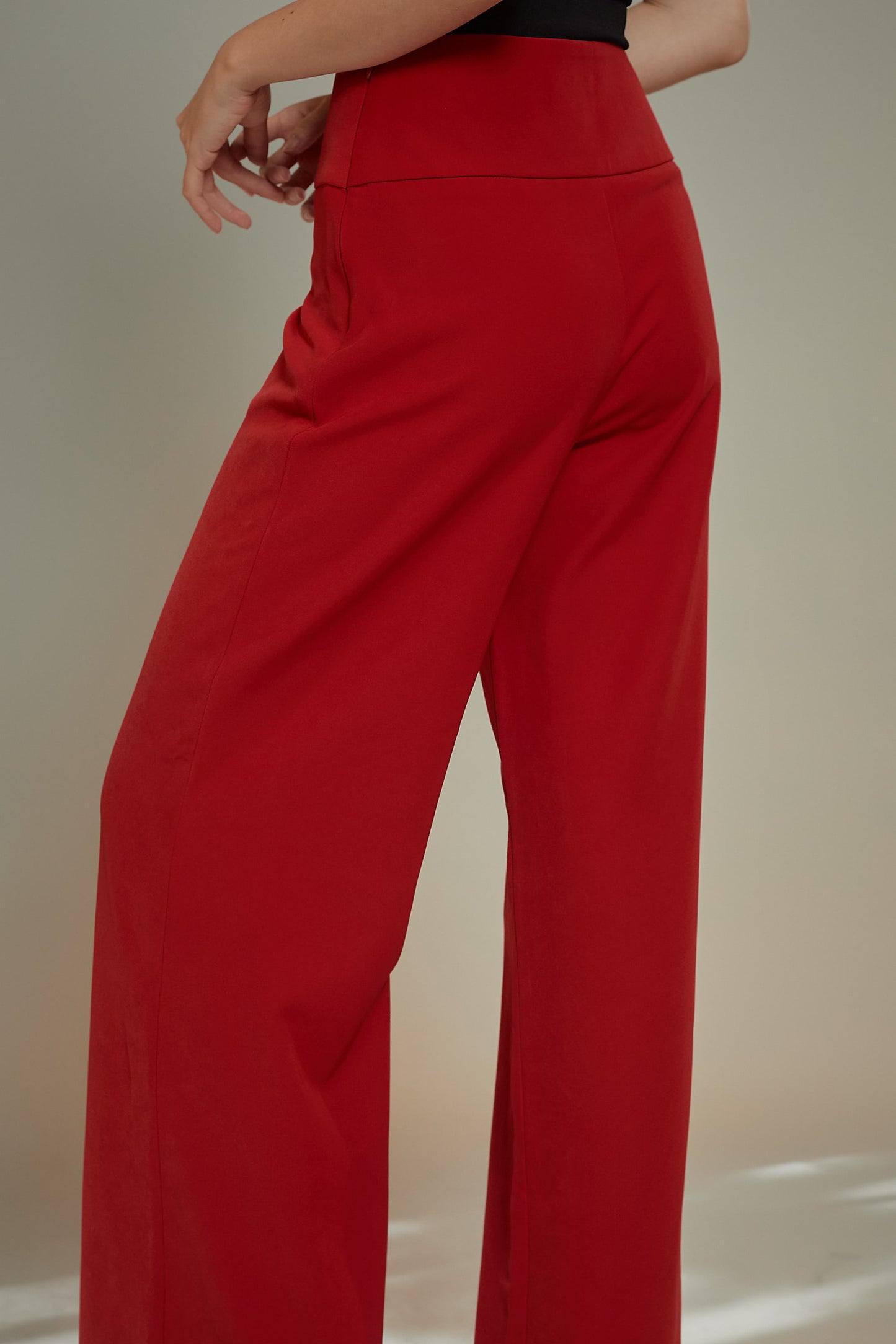 High Rise Crepe Wide Leg Trousers