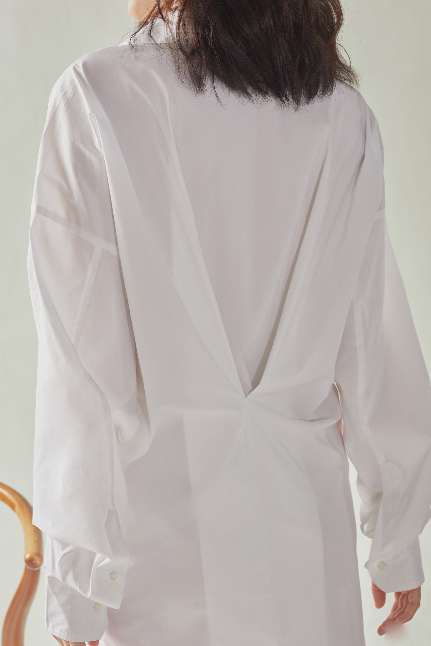 Front Gathered Oversized Shirt Dress