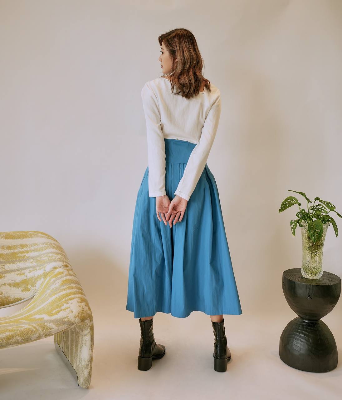 High Waist Pleated Skirt