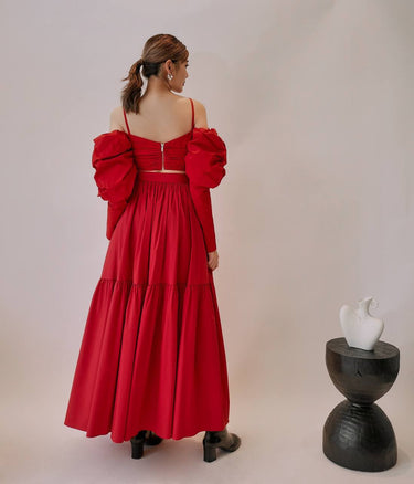 Wrinkle Layer Puff-Sleeve Set