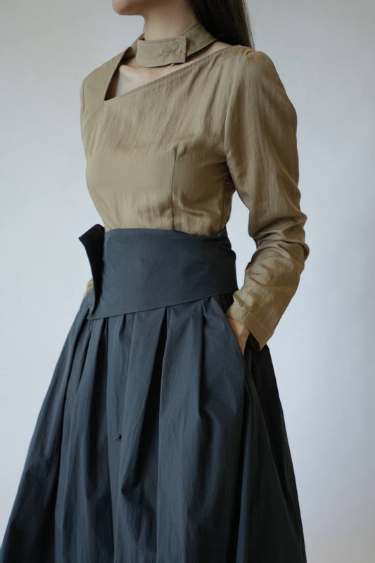 Frill Trim Tie Neck Blouse