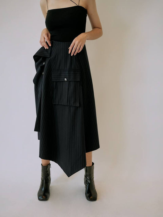 Stripe Pleated Skirt